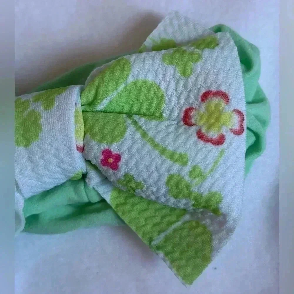 Green Clover/Flower Bohemian Bow Headband